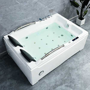 Vasca Idromassaggio di Lusso Moderna Rettangolare per 2 Persone, in Acrilico Bianco, Autoportante, con Scarico, <span class=keywords><strong>Portatile</strong></span>, Trasparente, per Interni - Product Image 3