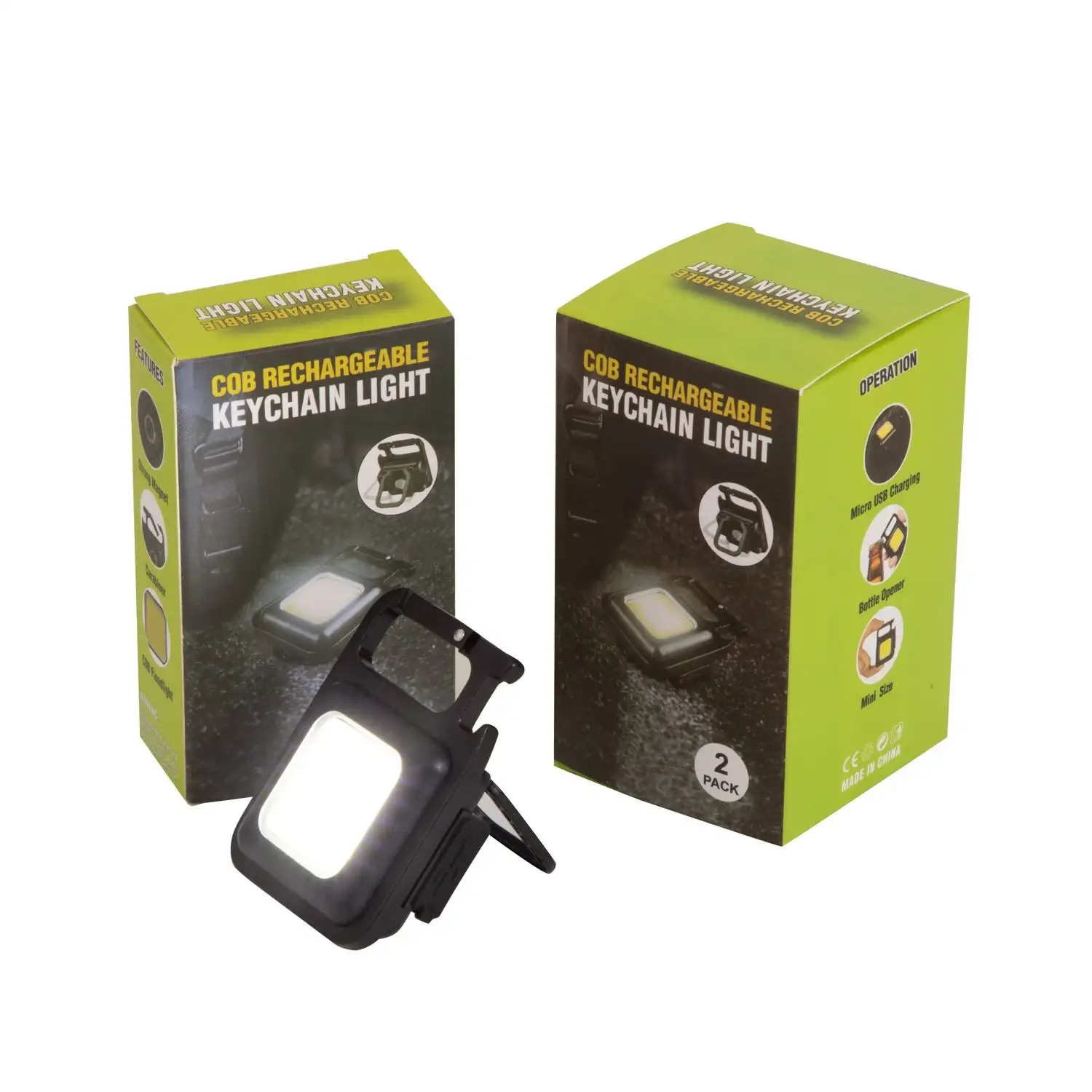 Pristar Kleine LED-Taschenlampe COB Wiederauf ladbarer Schlüssel bund Mini-Taschenlampe Tragbare Taschen leuchte mit klappbarer Halterung Flasche offen
