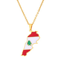 Promotion : Collier pendentif imperméable en émail avec drapeau du Liban et pendentif arbre de cèdre, idéal pour un cadeau