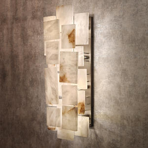 Wabi Sabi Natural Alabaster Wall <b>Light</b> Stacked Panel Wall Sconce For Bedroom <b>Corridor</b> - Product Image 4