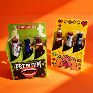 Boîte à <span class=keywords><strong>bière</strong></span> en kraft de qualité supérieure avec poignée, porte-bouteilles pour 6 bouteilles, emballage personnalisé pour brasserie - Product Image 4