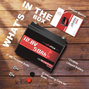 Batería LiFePO4 de 12V 50Ah con BMS de 50A, Batería de Fosfato de Hierro y Litio Recargable de 640W, Perfecta para Campamentos en Autocaravanas y Almacenamiento de Energía en el Hogar - Product Image 1