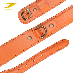 Collier pour chien en cuir de vachette <span class=keywords><strong>orange</strong></span> vintage, robuste, réglable, avec boucle en métal antique, confortable et large, pour les promenades quotidiennes - Product Image 3