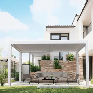 Pérgola motorizada en aluminio, cenador LED bioclimático con luces, techo con persianas, puertas corredizas de cristal, patio, cenador, pérgola, pabellón - Product Image 3