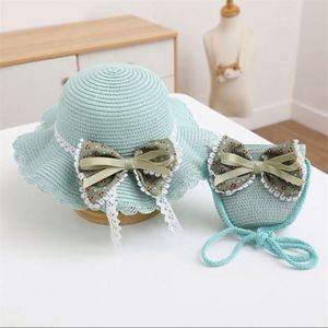 Bow Straw Hat Bag Set Summer Sun Shade <b>Sunscreen</b> Hat Super Cute Kids Straw Hat - Product Image 4