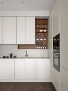 CBMmart High End Luxury Minimalist Walnut Wood Veneer Slim <strong>Thin</strong> Shaker <strong>Cupboard</strong> Kitchen Cabinets - Product Image 6