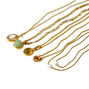 Collana con Ciondolo in Agata Occhio di Tigre Naturale Placcata Oro 18K per Bambini - Product Image 1