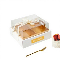 Boîtes d'emballage en carton pour desserts et cupcakes, à 4/9 compartiments, avec couvercle transparent en PET et poignée en ruban