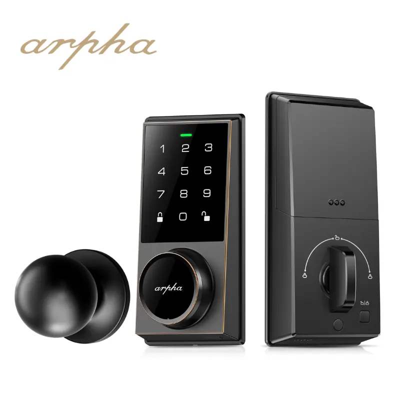 قفل باب دخول Tuya Arpha AL302 بمعيار أمريكي من خلال أليكسا دون مفتاح، قفل باب ذكي سهل التركيب