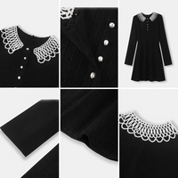 Nouvelle Robe Tricotée Printemps 2026 Style Luxe Français avec Col Claudine Perlé pour Femme – Élégance Quotidienne et Tendance