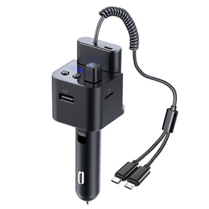 Chargeur de voiture 2-en-1 avec câble de batterie externe 5v 3a, affichage numérique, adaptateur multiport, prise allume-cigare pour automobile