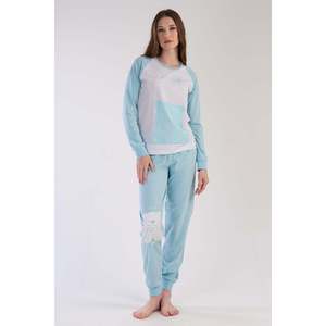 KADIN P.SUPREM O YAKA REGLAN UZUN KOL MANSETLI PIJAMA TAKIM - สีเทาผสมสี - สีเทาผสมสี - Product Image 2