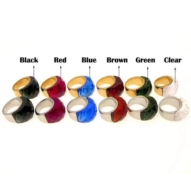 Plated Ring Fashion Gold Plated Titanium Men'S Large Stone Rings