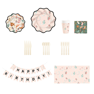 Vaisselle jetable à motif de cowgirl de dessin animé DAMAI, ensemble de vaisselle en papier pour fête, pour 10 invités - Product Image 4