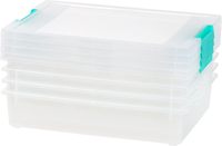 6 Qt. Récipients de rangement en plastique transparent de bureau avec couvercles Organisateurs de bacs de rangement artisanaux Boîte d'articles divers pour documents en papier A4