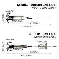 8 Griffes 16 Hameçon Squid Bait Cage de pêche Leurre Cage Octopus Hook Trap Basket Fishing Tackle