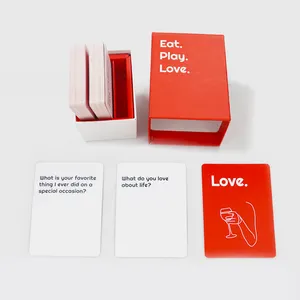 Factory Custom Print Adult Couple Intimacy Card Games Design Couple Meaningful Funny Question Game Cards Red Framed Box With Lid