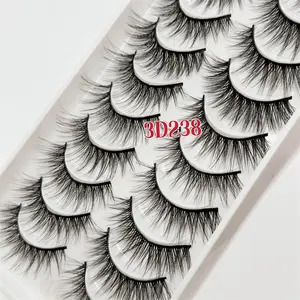 Qingdao Private label eyelashes wholesale Synthetic Fiber lash Superfine clear band faux mink eyela