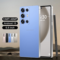 Teléfono Móvil S6 Desbloqueado para Pedidos al por Mayor, Pantalla HD de 6.8 Pulgadas, Android 15, Doble SIM, Gran Almacenamiento, para Juegos, Streaming y Entretenimiento
