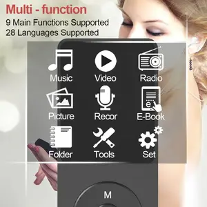 Ultra ince Mp3 müzik çalar FM radyo ses kaydedici Video oyun metin okuma 80 saat oynatma ve genişletilebilir Up 128GB