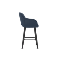 Tabouret de bar haut de gamme rembourré bleu avec accoudoirs, dossier cannelé, élégant, confortable, pivotant, pour la maison, la cuisine, le bar