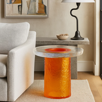 JingYue table élégante transparente personnalisée en résine de luxe meubles fabriqués à la main pour les espaces commerciaux hôtels salons