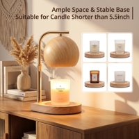 Lampe chauffe-bougie sans flamme à intensité variable, réglable en hauteur, style nordique minimaliste, avec abat-jour en fer imitation bois, pour chambre et décoration intérieure