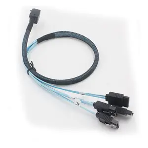 Blue 12Gb/s 1M SAS SFF-8643 Host to 4 SATA SAS Cable 7P High Speed