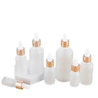 Flacons compte-gouttes en verre givré de 5 ml à 100 ml pour huiles essentielles avec bouchon compte-gouttes