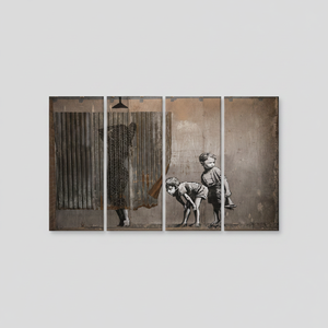 Tableau imprimé sur toile avec scène de rue et graffitis urbains - Décoration murale moderne, lot de 4 toiles - Product Image 2