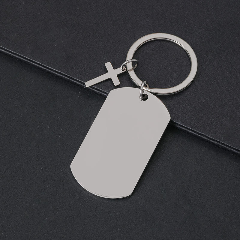 Badge 49*28mm + croix + porte-clés-argent