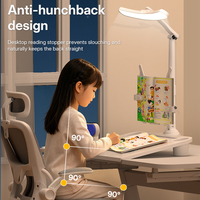 Lampe de bureau LED multifonctionnelle pour le soin des yeux, 3 températures de couleur, rechargeable, lampe de table d'étude avec support de lecture, horloge et minuteur