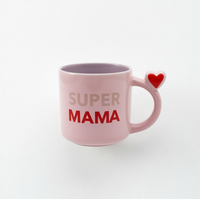 Ensemble de 3 tasses à poignée en forme de cœur en porcelaine Super Mama, compatibles micro-ondes et lave-vaisselle, cadeau pour la fête des mères