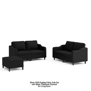 Black 100% Polyester Fabric <b>Sofa</b> <b>Set</b> With Metal Textilene Plywood For Living Room - Product Image 1