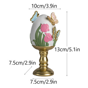 DAMAI Resin <b>Decorative</b> Egg with Soft Pastel Watercolor Floral Print <b>Spring</b> Home Small Tabletop Centerpiece Easter <b>Decoration</b> - Product Image 2