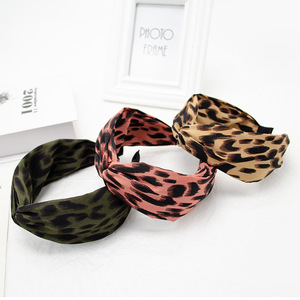 Diadema con estampado de leopardo para mujer, diadema con nudo de tela, accesorios de estilo informal para mujer, verano 2021, origen Yiwu - Product Image 3