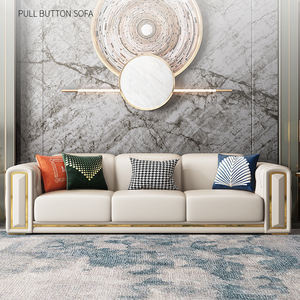 Juego de Sofás Seccionales de Diseño de Lujo de 1, <span class=keywords><strong>2</strong></span> y <span class=keywords><strong>3</strong></span> Plazas, Tapizados en Cuero Sintético, con Mechones, Muebles Modernos para Sala de Estar en Forma de U - Product Image 2