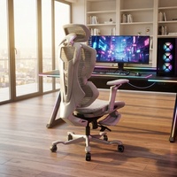 Chaise de bureau ergonomique de luxe en maille avec massage - Design contemporain inclinable et pivotant à dossier haut pour le gaming et le télétravail