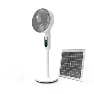 Solar Air Circulation Fan High Quality 360 Degree Blowing Strong Wind Super Quiet Copper Brushless Motor AC/DC Solar Floor Fan