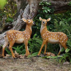 גודל גדול של חיות פיברגלס פסל חג המולד פסטיבל איילים גן קישוט חצר פולי שרף בעלי חיים בגודל טבעי למכירה - Product Image 1