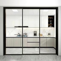 Porte coulissante d'entrée de balcon en alliage d'aluminium à double rail, vitrage extra large, robuste, insonorisée, hermétique et thermiquement isolée, 4800