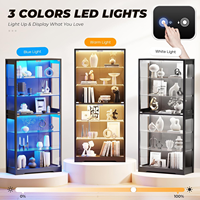 Vitrine en verre sur mesure à 6 niveaux avec éclairage LED, détecteur de mouvement et étagères en verre réglables pour objets de collection, figurines et décoration intérieure
