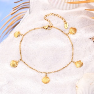 Popular Women Jewelry Anklet Tarnish Free Waterproof Gold Plated Stainless Steel <b>Shell</b> Charms Anklet - Product Image 2