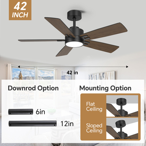 พัดลมเพดานอัจฉริยะ 42 นิ้ว พร้อมรีโมท <span class=keywords><strong>Alexa</strong></span> Tuya ใบพัด 5 ใบ ดีไซน์สองสี ใช้มอเตอร์ DC สำหรับใช้ภายนอกและภายในบ้าน พร้อมไฟ ราคาโรงงาน - Product Image 5