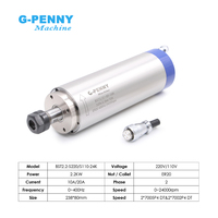 G-Penny 2.2KW ER20 D80 Moteur de broche refroidi par eau 4pcs roulements avec 2.2kw QL Inverter VFD et support 80mm