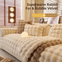 Housse de canapé en fausse fourrure de lapin ultra douce, antidérapante, rectangulaire, avec housse de coussin décorative – Collection Hot Sale