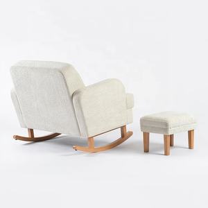 Sillón mecedora de madera balancín tapizado blanco cómodo moderno con Teddy Nursery para uso en el baño - Product Image 6
