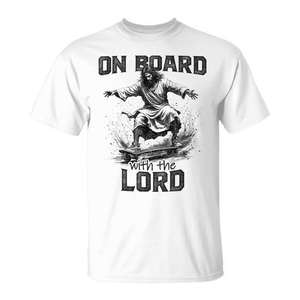 T-shirt de skateboard On Board With The Lord Jesus, blanc, grande taille pour homme - Product Image 1