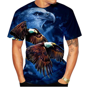 Camiseta con estampado de águila 3D para hombre, manga corta, corte regular, poliéster transpirable, top de verano 2024 - Product Image 3