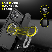 Coque avec Cache Caméra Coulissant pour iPhone 17 16 15 14 13 12 11 Pro Max Plus, Bague Rotative et Béquille, Antichoc Protectrice